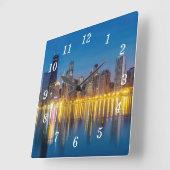 Chicago Dawn Cityscape Wandklok Vierkante Klok (Hoek)