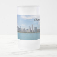 Chicago Day Cityscape Frosted Glass Beer Mok