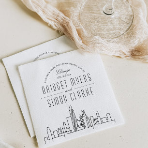 Chicago Deco Skyline   Weddenschap Napkins Servet