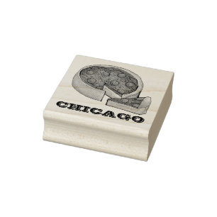 Chicago Deep Dish Pepperoni Cheese Pizza Pie Slice Rubberstempel