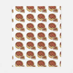 Chicago Deep Dish Pepperoni Pizza Pie Slice Fleece Deken