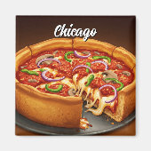 Chicago Deep Dish Pizza Magneet (Voorkant)