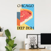 Chicago Deep Dish Poster Retro Pizza Art Print – (Bureau à domicile)