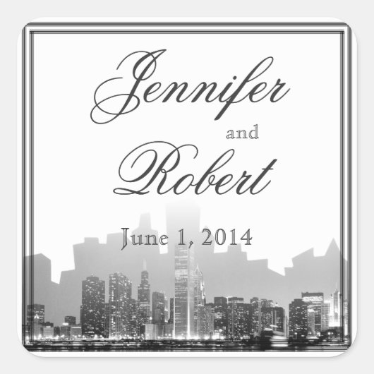 Chicago Destination Wedding Envelope Seal Vierkante Sticker (Voorkant)