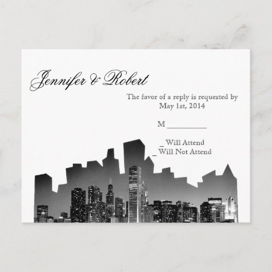 Chicago Destination Wedding RSVP Briefkaart (Voorkant)