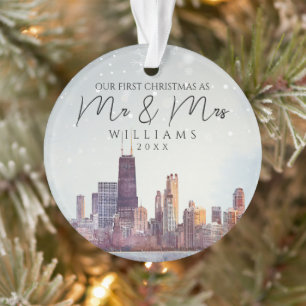 Chicago Eerste Kerstmis als Mijnheer & Mevrouw Tro Ornament