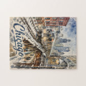 Chicago El Train in the Winter Snow Legpuzzel (Horizontaal)