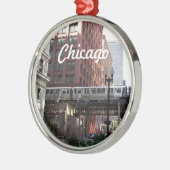 Chicago Elevated Loop Train Holiday Metalen Ornament (Links)