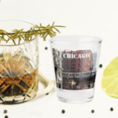 Chicago Elevated Loop Train Photo Shot Glas