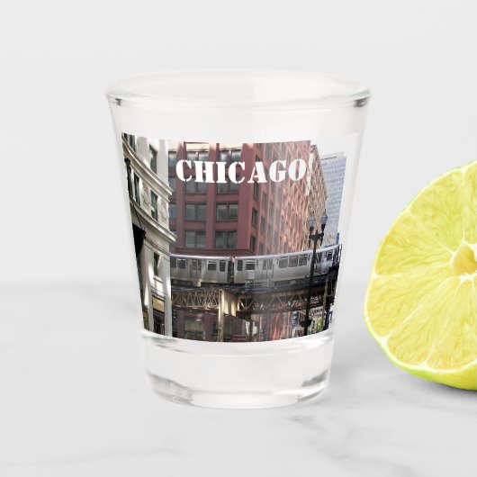 Chicago Elevated Loop Train Photo Shot Glas (Voorkant)