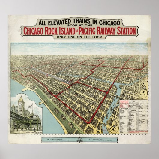 Chicago Elevated Trains (Poole) 1897 - AGED BMB Poster (Voorkant)