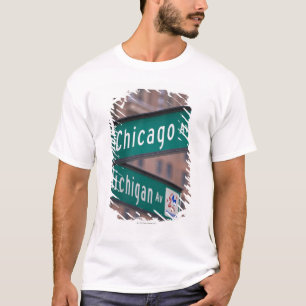 Chicago- en Michigan Avenue-wegwijzers, Chicago T-shirt