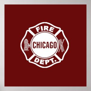 Chicago Fire Dept White Logo Poster