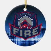 Chicago Fire with Skyline Keramisch Ornament (Voorkant)