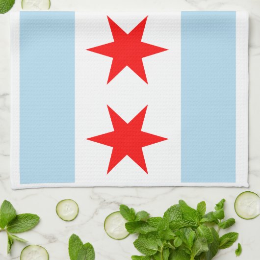 Chicago Flag American MoJo Kitchen Towel Theedoek (Gevouwen)