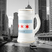 Chicago flag beer stein with custom text bierpul