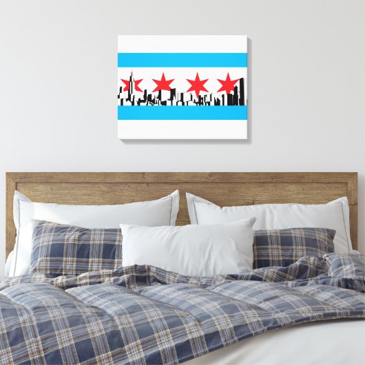 Chicago Flag Canvas Afdruk (Insitu (Slaapkamer))