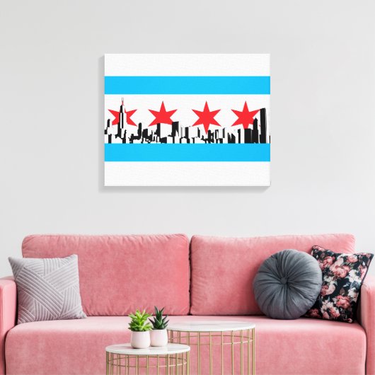 Chicago Flag Canvas Afdruk (Insitu (Woonkamer))
