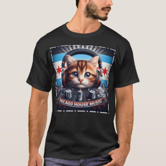 Chicago Flag Cat House Muziek 002 T-shirt