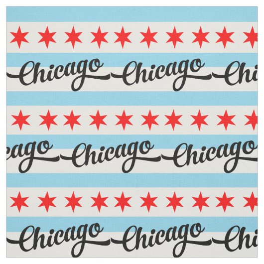 Chicago Flag Custom Cotton Pattern Design Yard Ret Stof (Swatch)