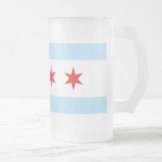 Chicago Flag Frosted Beer Mok