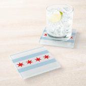 Chicago Flag Glass Onderzetter (Schuin)