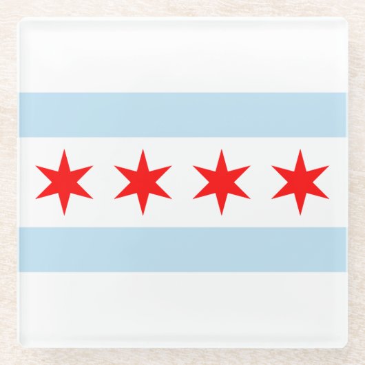 Chicago Flag Glass Onderzetter (Voorkant)