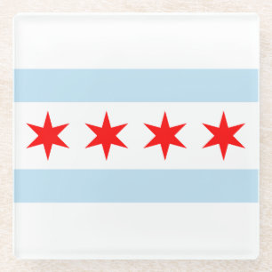 Chicago Flag Glass Onderzetter Glazen Onderzetter