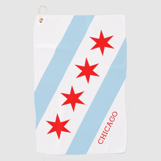 Chicago Flag Golf Towel / Illinois, Verenigde Stat Golfhanddoek (Voorkant)