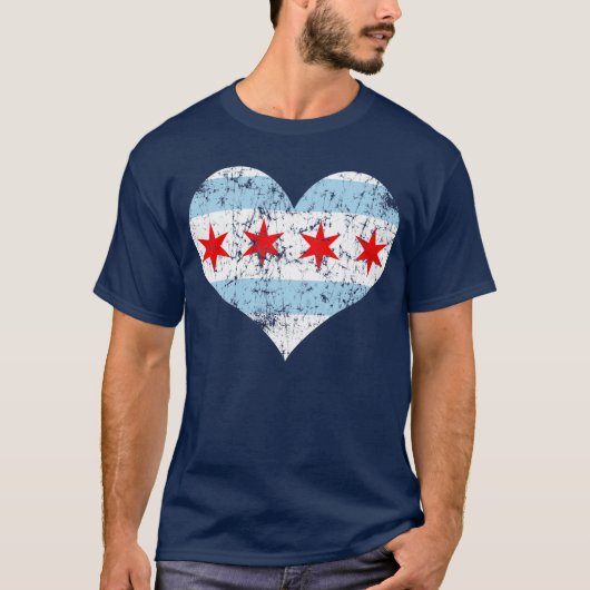 Chicago Flag Heart t shirt (Voorkant)
