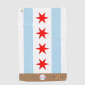 Chicago flag & Illinois monogrammed/golfhanddoek Golfhanddoek (Voorkant)