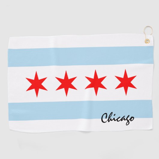 Chicago Flag & Illinois State USA Golfhanddoek (Horizontaal)