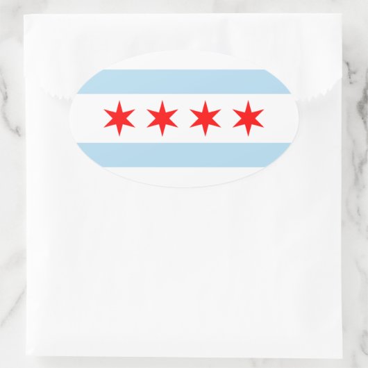 Chicago Flag Oval Sticker (Tas)