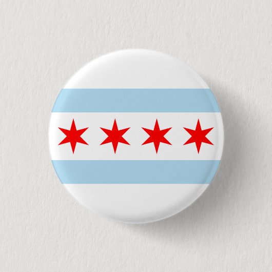 CHICAGO FLAG PIN RONDE BUTTON 3,2 CM (Voorkant)