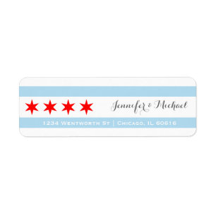 Chicago Flag Sjabloon   Rode ster   Blauwe strepen Etiket
