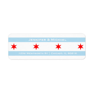 Chicago Flag Sjabloon Rode sterren Blauwe stre Etiket