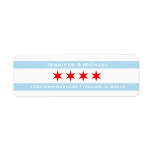 Chicago Flag Sjabloon   Rode sterren   Blauwe stre Etiket
