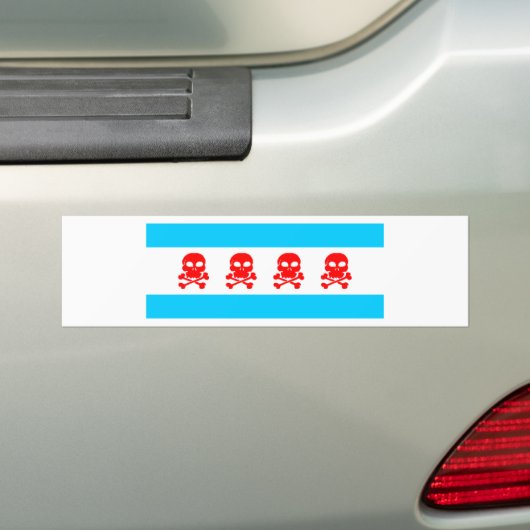Chicago Flag Skulls Stuff Bumpersticker (Op auto)