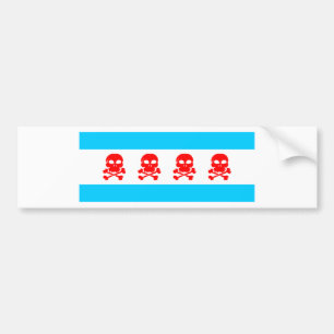Chicago Flag Skulls Stuff Bumpersticker