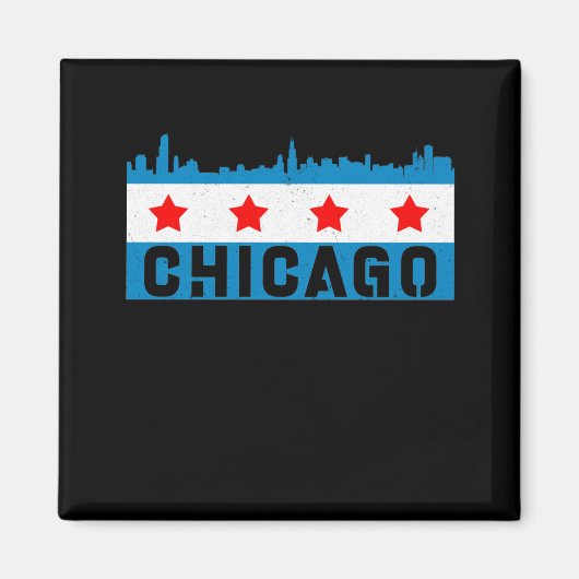  Chicago Flag Skyline Magneet (Voorkant)