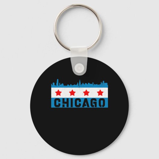  Chicago Flag Skyline Sleutelhanger (Voorkant)