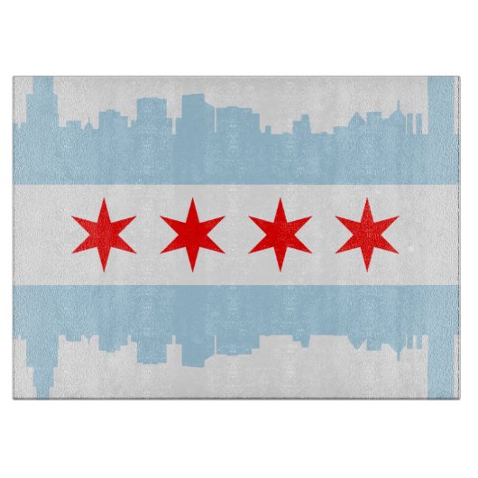 Chicago Flag Skyline Snijplank (Voorkant)