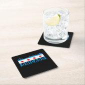  Chicago Flag Skyline Vierkante Kartonnen Onderzetter (Insitu)