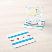 Chicago Flag Vierkante Kartonnen Onderzetter (Insitu)