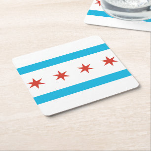 Chicago Flag Vierkante Kartonnen Onderzetter
