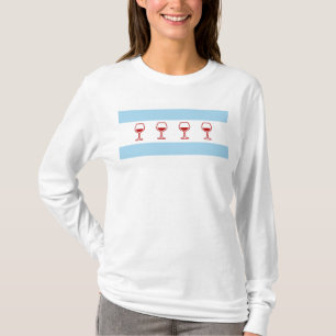 Chicago Flag Wijn T-shirt met lange mouwen
