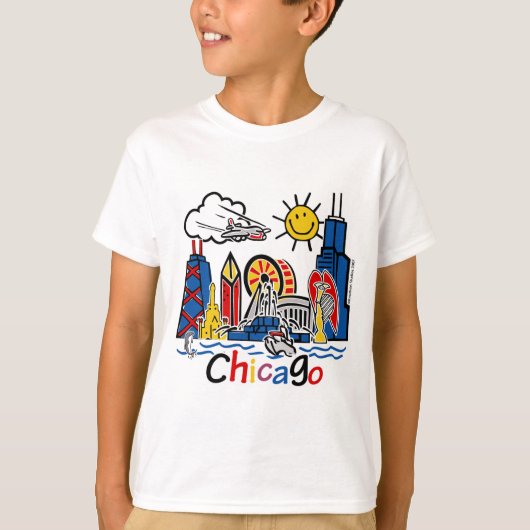 Chicago Fun Kinder Skyline T-shirt (Voorkant)