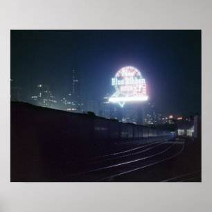 Chicago Goederenstation, 1943. Oude foto Poster