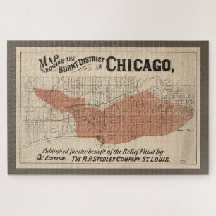  Chicago Great Fire Map, 1871 Legpuzzel