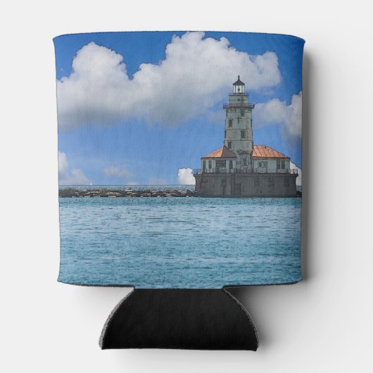 Chicago Harbour Lighthouse Painterly Blikjeskoeler (Achterkant)